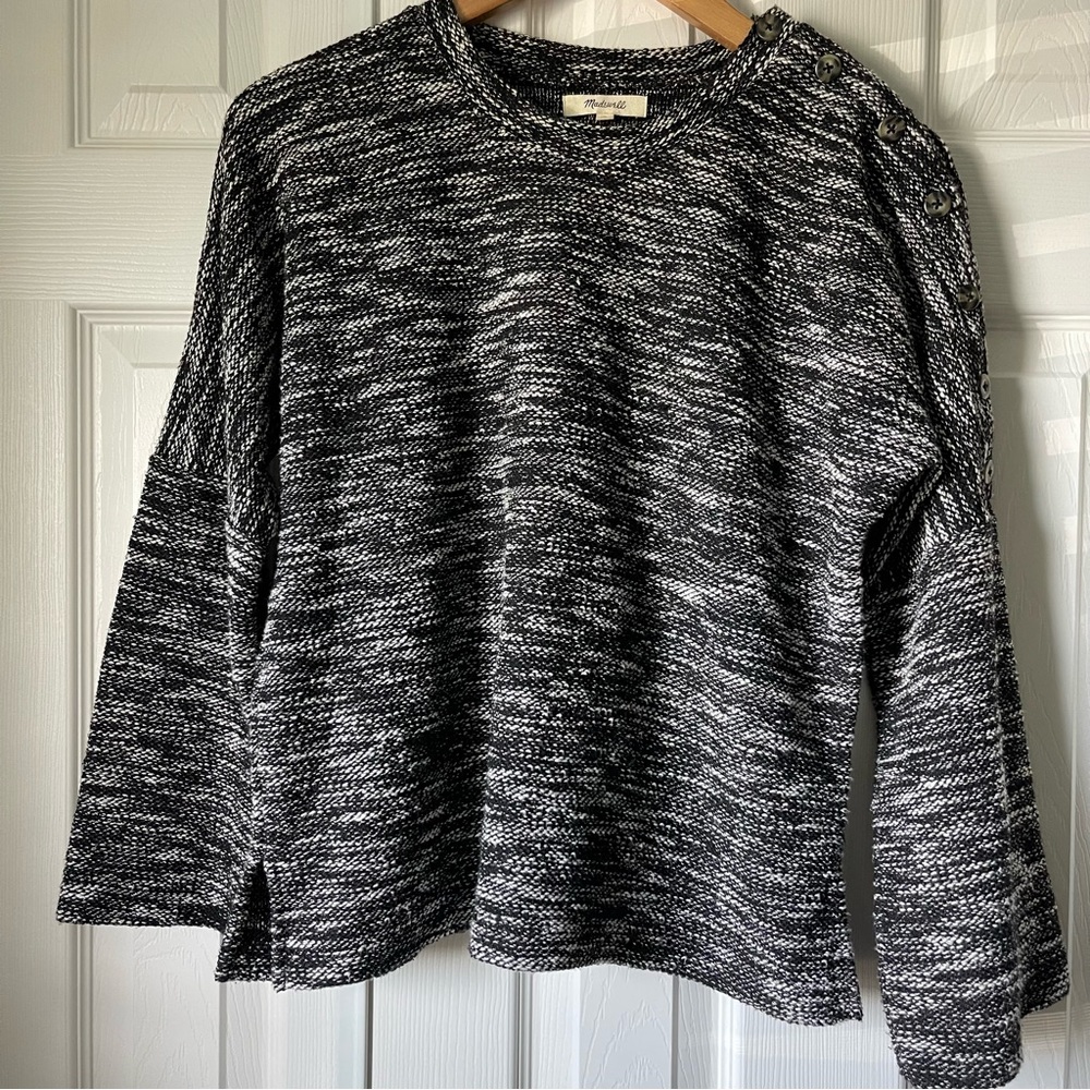 Madewell women’s size S Long Sleeve Knit Sweater Marble Black white